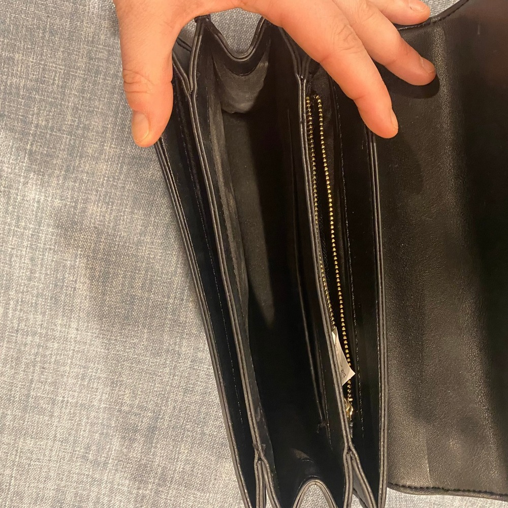 ZARA Black Faux Leather Convertible Crossbody Shoulder Handbag Gold Hardware - Picture 8 of 11